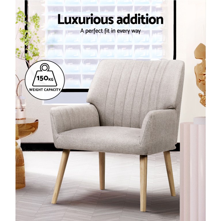 artiss 2x armchair faux fabric beige