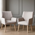 artiss 2x armchair faux fabric beige