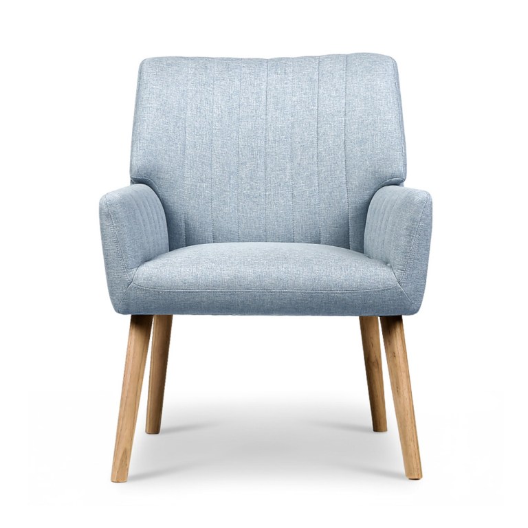 artiss 2x armchair fabric blue grey