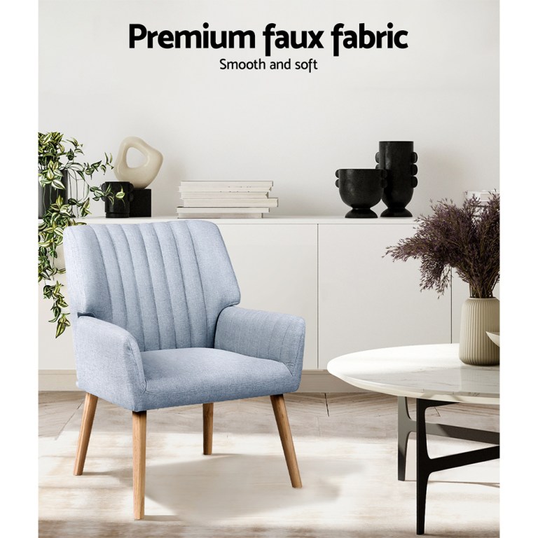 artiss 2x armchair fabric blue grey