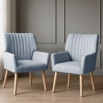 artiss 2x armchair fabric blue grey