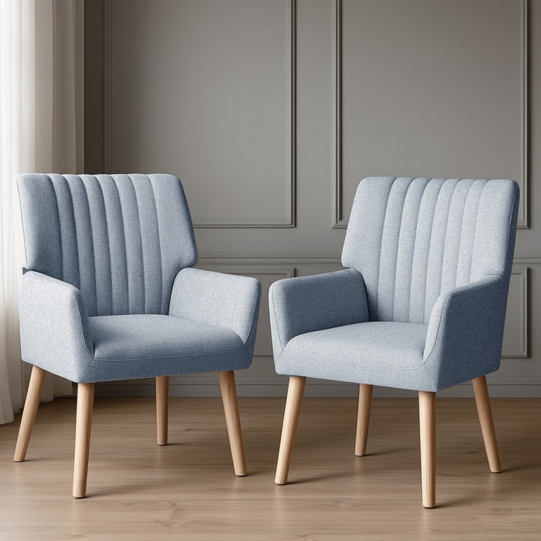 artiss 2x armchair fabric blue grey