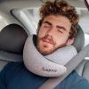 vagooz memory foam travel neck pillow set Man sleeping with neck pillow in car seat