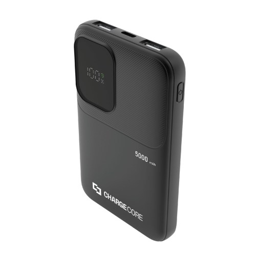 Portable 5000mAh power bank with digital display