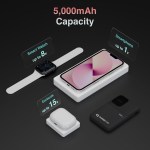 5,000mAh power bank charges devices.