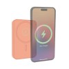 laser 5000mah magnetic wireless power bank peach Smartphone with wireless charging indicator.