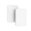 laser 5000mah magnetic wireless power bank white Wireless magnetic phone charger on white background.