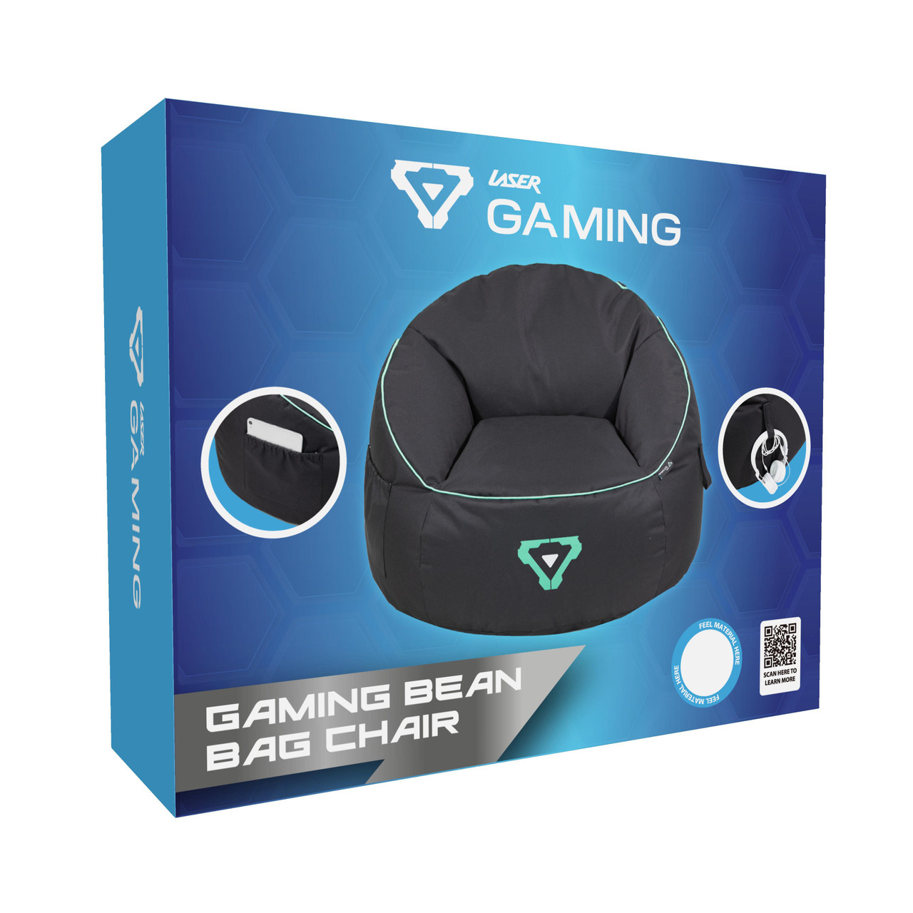 Laser gaming bean bag chair packaging.