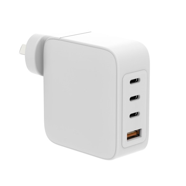 White wall charger with multiple USB ports.