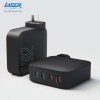 Black wall chargers with various power ports.