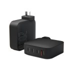 laser pd3.0 200w gan wall charger black Black USB wall chargers with multiple ports.