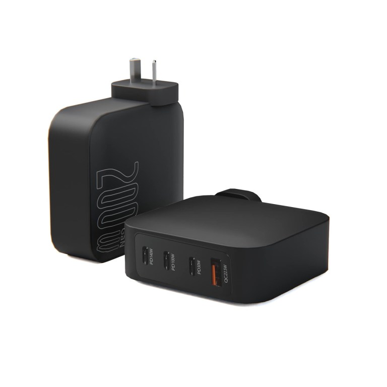 laser pd3.0 200w gan wall charger black Black USB wall chargers with multiple ports.