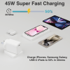 laser chargecore 45w pd gan usb c wall charger 45W charger for fast charging devices in 30 minutes.