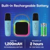 laser mini karaoke speaker with 2 wireless mics blue Rechargeable battery, microphones, speaker system, 2 hours use.