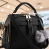 laser tsa lock smart tag with rechargeable battery black Black handbag with lock and pom-pom accessory