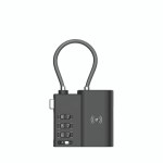 laser tsa lock smart tag with rechargeable battery black Black combination padlock with flexible cable loop.