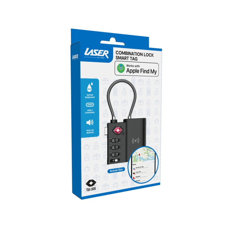 laser tsa lock smart tag with rechargeable battery black Smart tag combination lock with Apple Find My support.