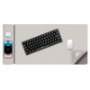laser wireless charging desk mat grey Keyboard, phone, mouse on wireless charging desk pad