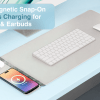 laser wireless charging desk mat grey Wireless charging station for phones and earbuds.