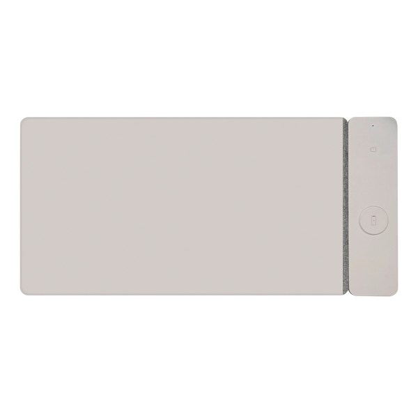 laser wireless charging desk mat grey Folded grey ironing board with integrated storage panel.