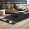 2-in-1 laptop sleeve and mousepad on desk.