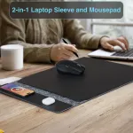 2-in-1 laptop sleeve and mousepad on desk.