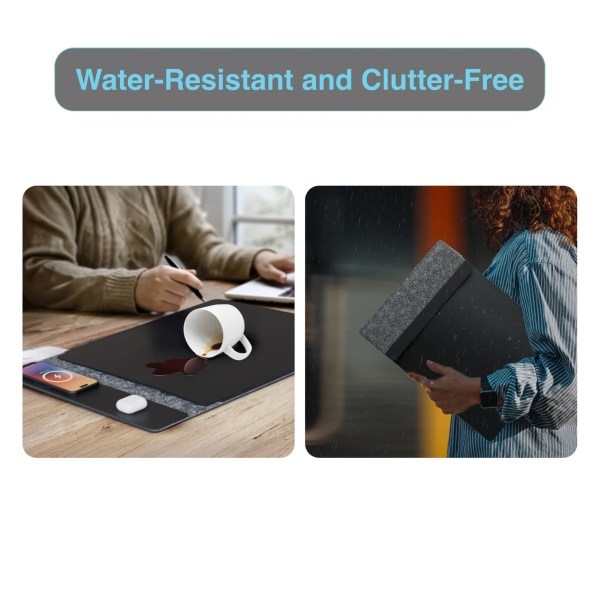 Water-resistant pad for spills and rain protection.