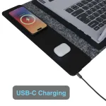 Wireless charging pad with USB-C connection.