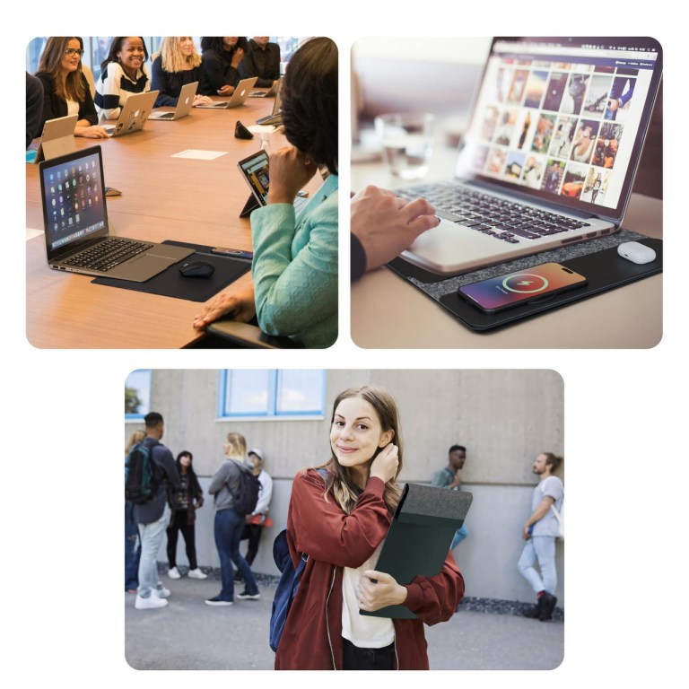 Meeting, laptop use, and outdoor gathering.