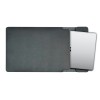 Laptop sleeve with laptop partially inside, grey colour.