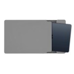 Laptop inside grey protective sleeve