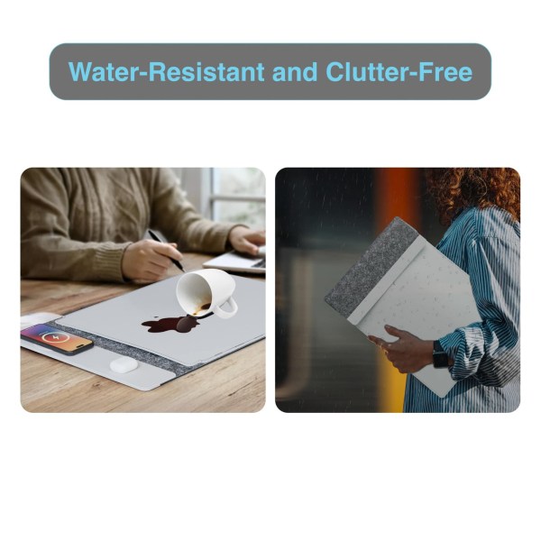 Water-resistant mat, prevents spills and clutter.