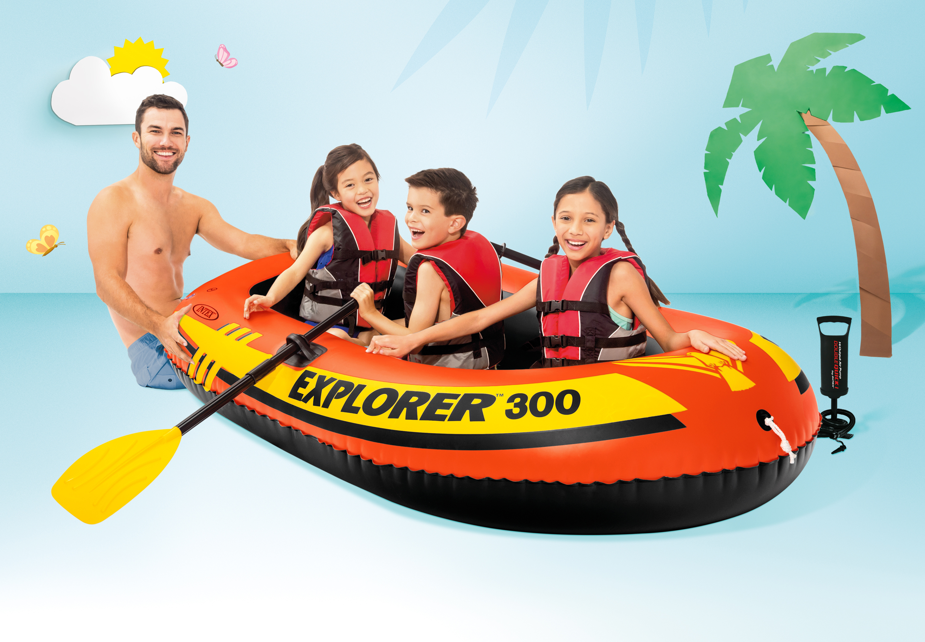 intex explorer 300 inflatable boat 58332