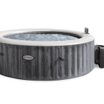 v1032 ixgreywood6p 28442 202508211205 00.png Intex inflatable hot tub with grey wood pattern.