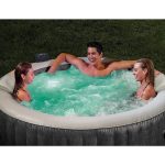 intex purespa 6 person greywood spa 28442 Friends enjoying a relaxing spa in the backyard.