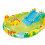 intex little dino inflatable play centre 57166 Inflatable dinosaur-themed kiddie pool with slide.