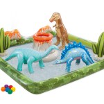 intex jurassic adventure inflatable play center 56132 Inflatable dinosaur pool play set with volcano.