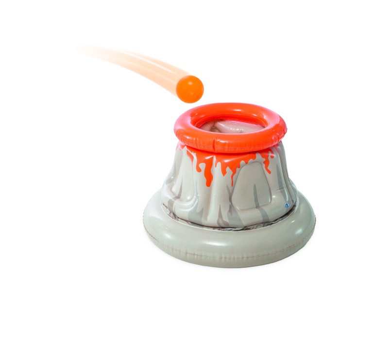 intex jurassic adventure inflatable play center 56132 Inflatable volcano ring toss game with orange ball.