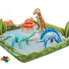 Inflatable dinosaur play centre with water features.