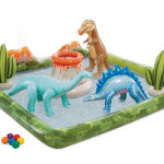 intex jurassic adventure inflatable play center 56132 Inflatable dinosaur play centre with water features.