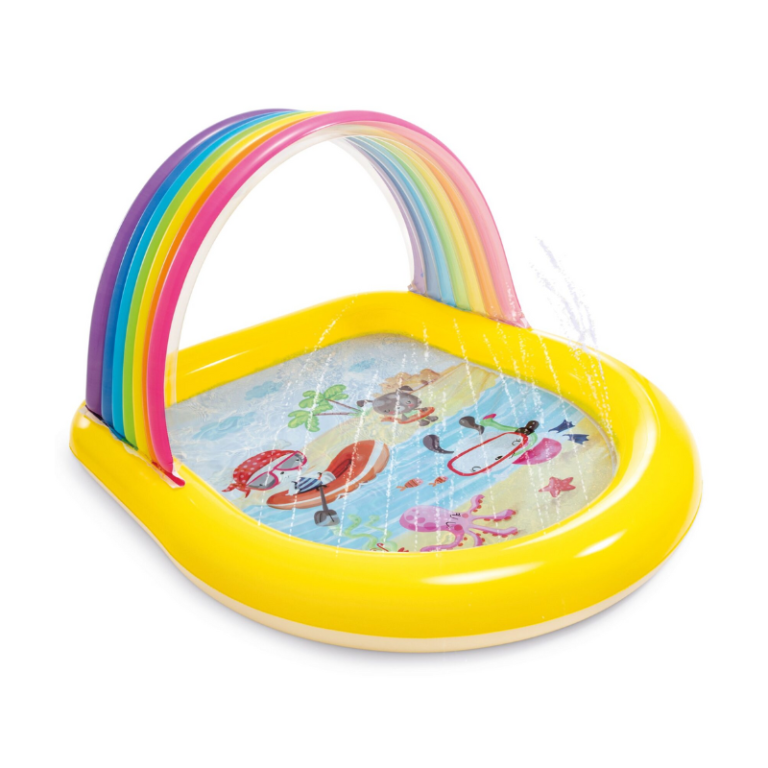 v1032 ixrainbowarch 57156 202508200940 00.png Kids inflatable splash pool with rainbow arch.
