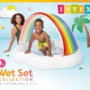 intex rainbow cloud inflatable spray baby pool 57141 Child and adult in inflatable rainbow pool.