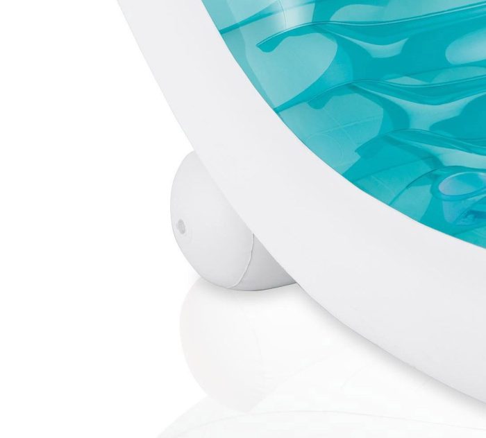 intex splash lounge 56874 Close-up of a blue inflatable pool lounger.