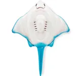 Blue and white inflatable stingray toy.