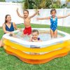 intex summer colors pool 185cm 56495 Family having fun in inflatable pool outdoors.