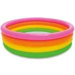 Colourful inflatable kiddie pool with rainbow rings