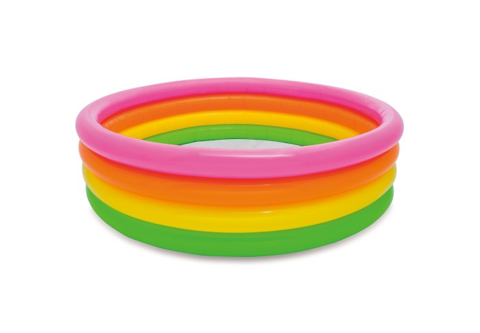 intex sunset glow pool 56441 Colourful inflatable kiddie pool on white background