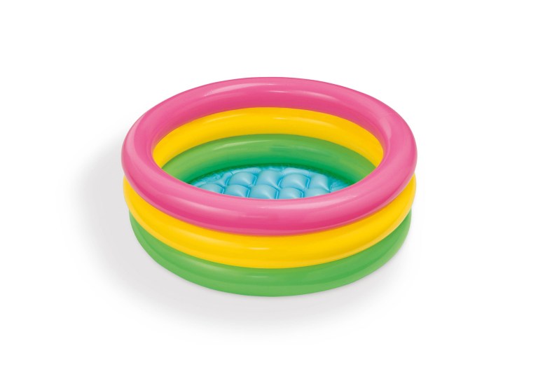 Colourful inflatable kids pool with three rings