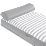 Striped grey dog bed with cushion