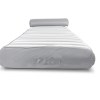 spire adalus luxury pool lounge grey stripe rl 935g Grey striped inflatable mattress with pillow, front view.